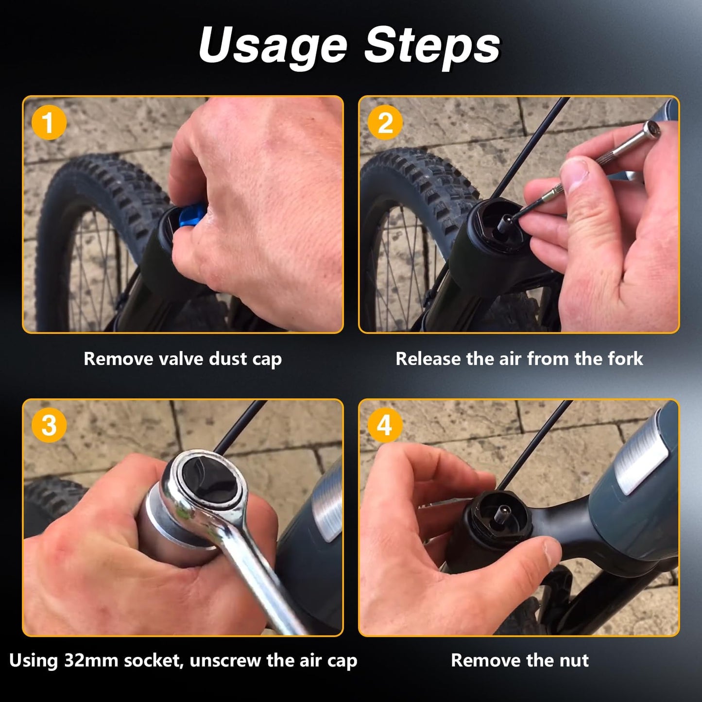 EVRBUL 26mm Bike Fork Topcap Socket Tool 3/8" Ratchet Drive Compatible with Fox 32 Series and Some 34 Series Mountain Bike Fork Topcap Nuts