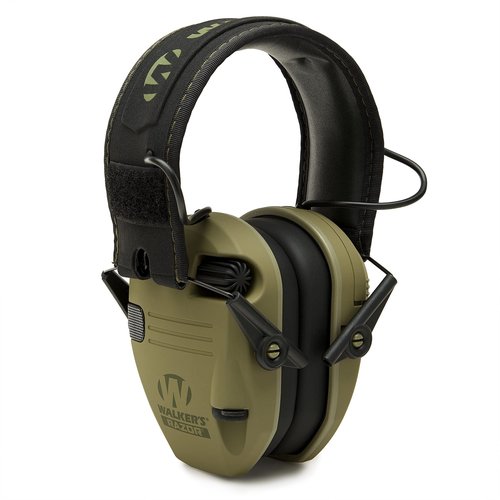 Walker's Game Ear Razor Slim Electronic Lightweight Shooting Hunting Range Hearing Protection Muffs (American Patriot/OD Green) Bundle with Protection Case (2 Items)