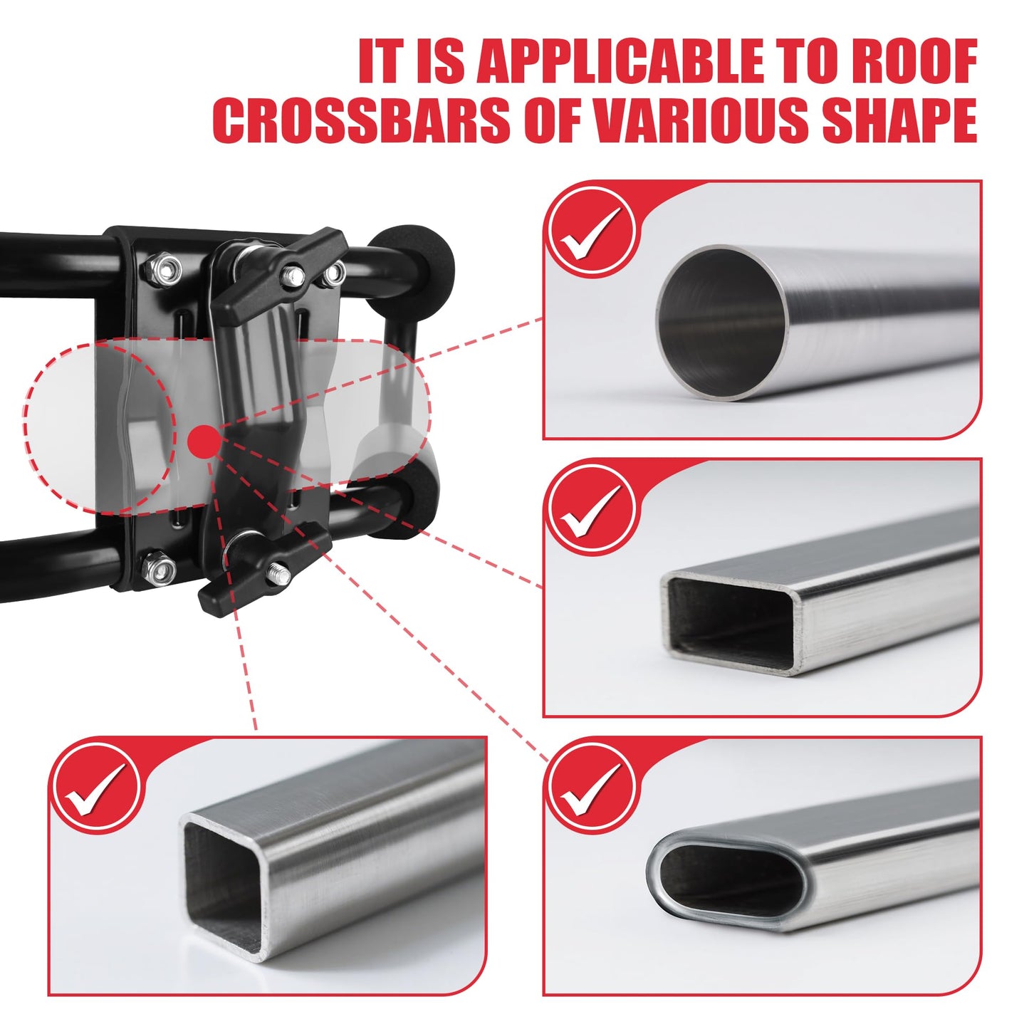 FORWODE Premium Kayak Roof Rack, 2 Pair J-Bar Roof Rack, Folding Adjustable Rack, Heavy Duty Kayak Roof Carrier 2 Kayak, Canoe, SUV, Surfboard on SUV, Car and Truck Crossbar (4 pcs)