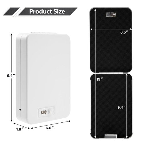 Sgorlds Car Portable Gun Safe for Handgun and Valuables, Pistol Safe, Handgun Lock Box for Car, Home, Vehicle, 9.4" x6.6" x1.8", White