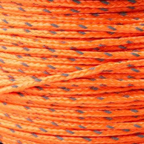 Paracord Planet Micro Paracord – Thin Braided Cord for Crafting, Fishing, and DIY Projects in 125 ft Spools – Reflective Neon Orange