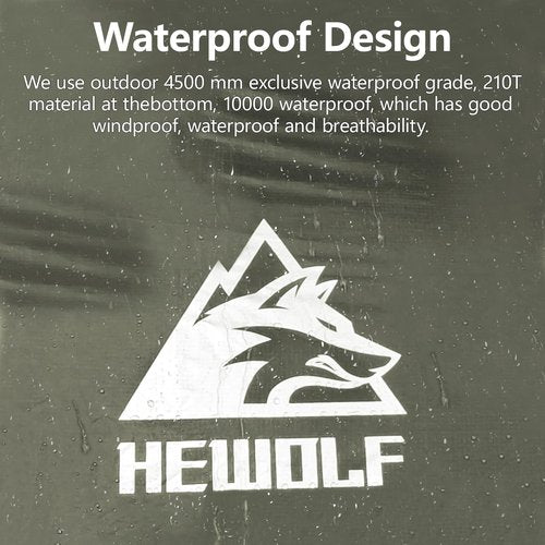 Hewolf 2/3/4 Person Camping Tent - Instant Pop Up Waterproof 2 Doors Tent with Easy Setup | 3-Season Hexagonal Dome Design for Family, Hiking & Traveling (Green)