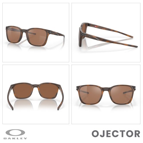 Oakley Ojector OO9018 901805 55MM Matte Brown Tortoise/Prizm Tungsten Polarized Rectangular Sunglasses for Men + Bundle Accessory Leash Kit, Microfiber Pouch