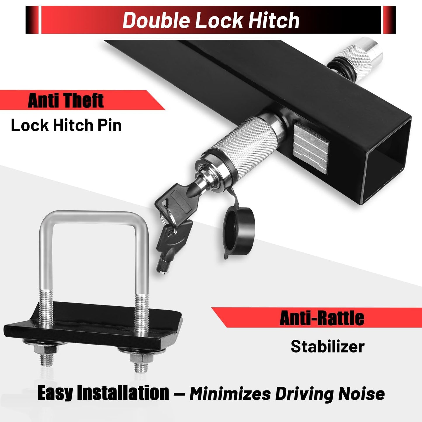 Forwode 2 Bike Hitch Mount Rack, Tiltable Foldable Bicycle Carrier Wobble Free Locking Hitch Quick Release 2-Inch Receiver Black (C-Upgraded versin, 2Bike)