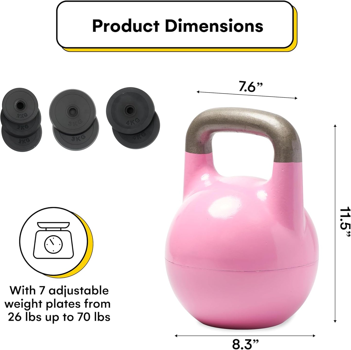 Adjustable Kettlebell Set 26-70 lb - Strength Training with Secure Lock & Durable Steel
