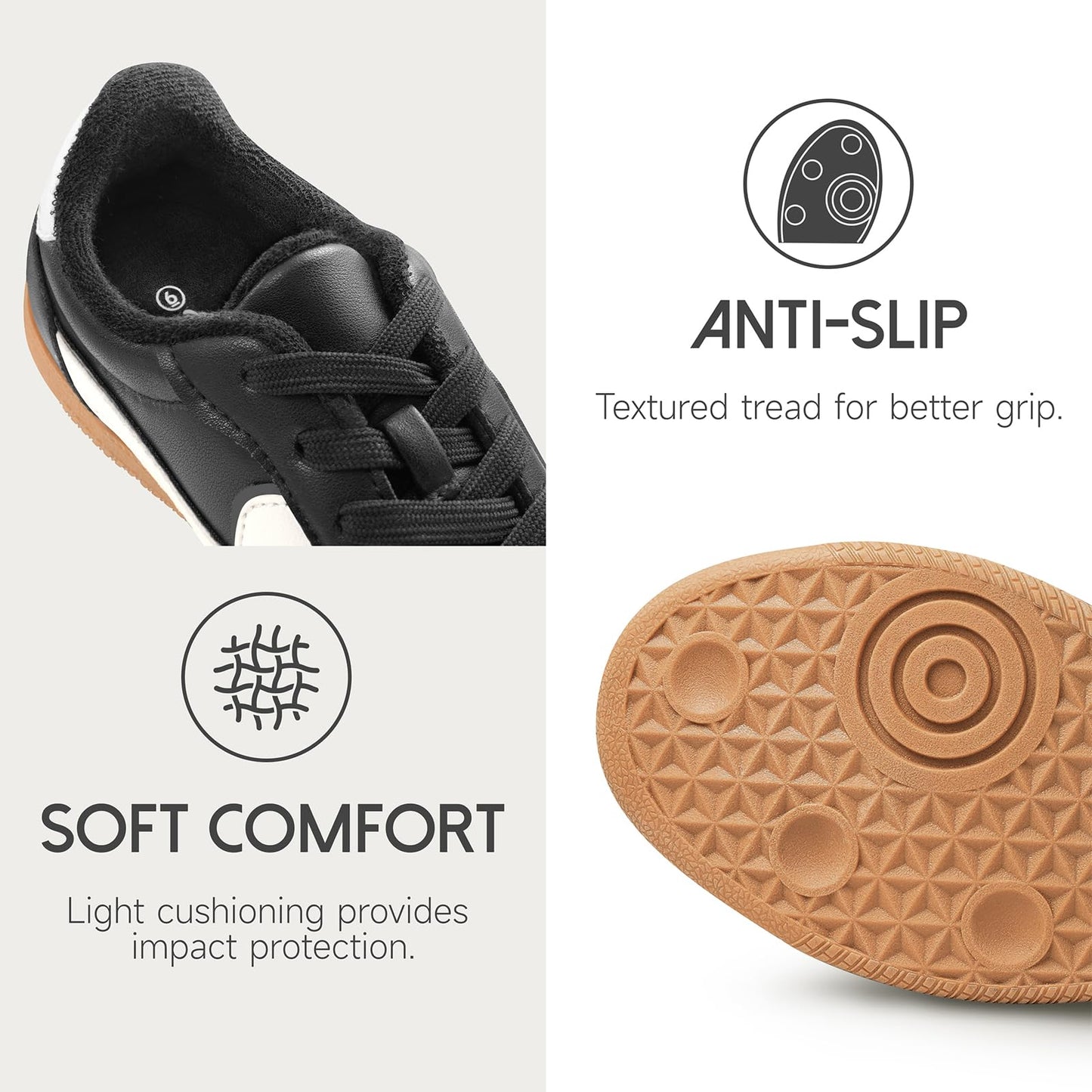 PIZZ ANNU Women's Solara Fashion Sneakers with Comfort Memory Foam Insole Lightweight Casual Walking Tennis Non Slip Skate Shoes for Everyday Travel, Black 11