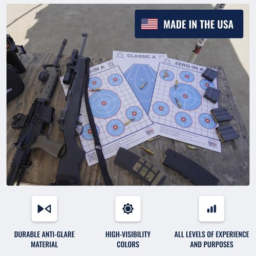 TactNib - Zero-in A Paper Targets - 12 x 18 Inches Cardstock - Designed and Made in USA - 25 Pack - PN P01Z01-025T - Free Mobile App
