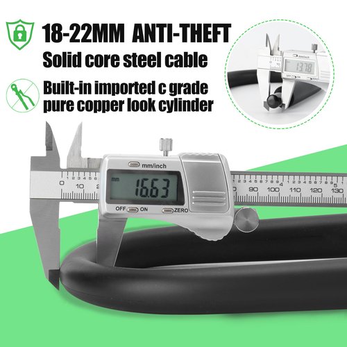 TOSUOD Oversized Bike U Lock Set Heavy Duty Anti Theft Bike Lock with 4FT Steel Cable Bicycle U Lock with Keys Mounting Bracket for Road, Mountain, Electric & Folding Bike