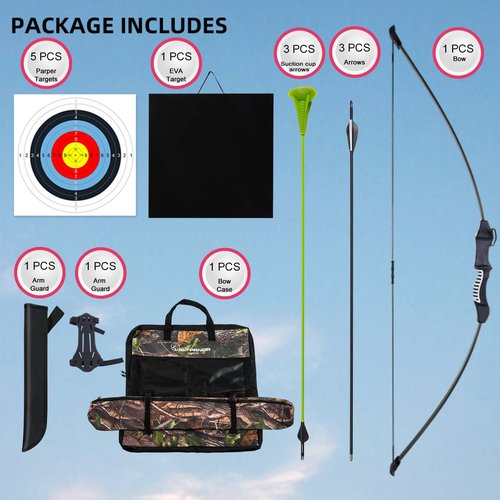VALYPANOR 45" Bow and Arrow Set for Teens Youth Beginners Bow kit for Backyard Sport with 6 Arrows, Target & Quiver Indoor and Outdoor for Children and Teenagers 8-15 Years
