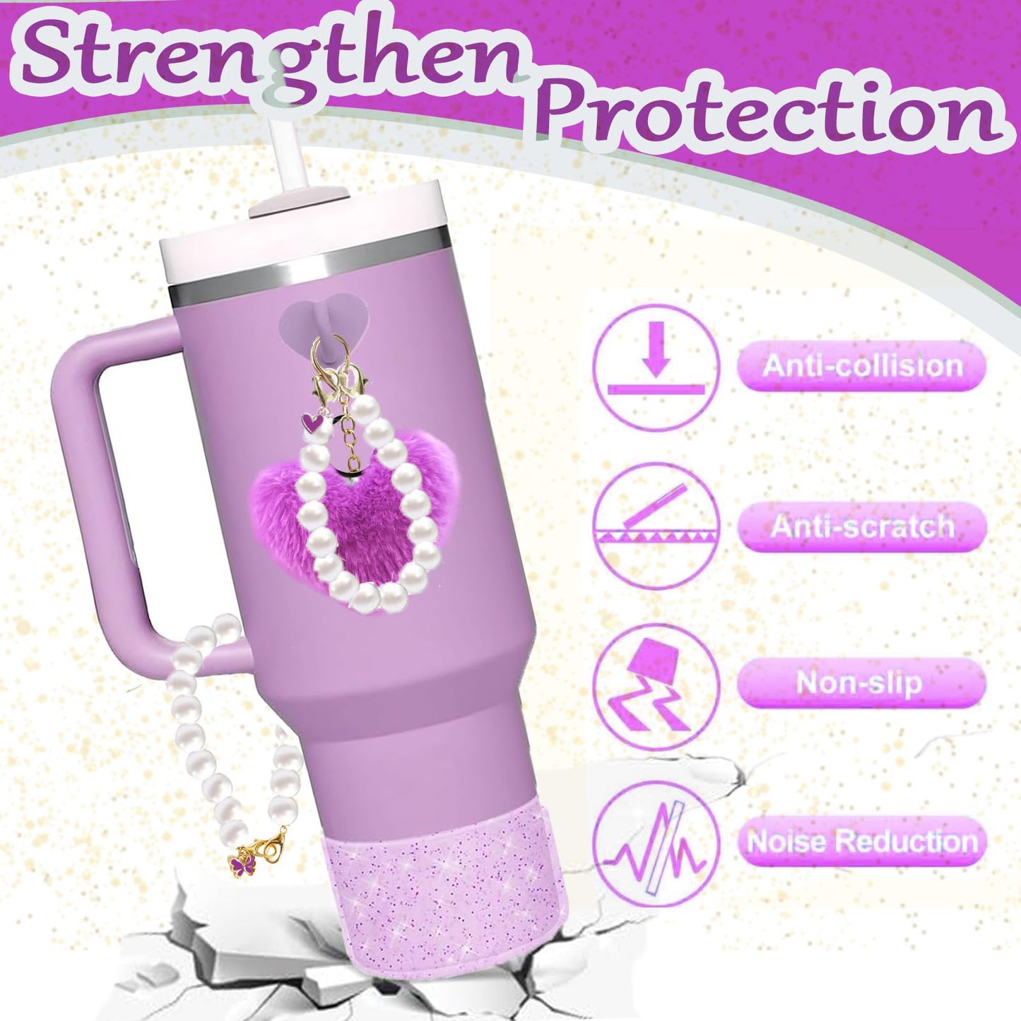 Accessories for Stanley Cup Water Bottle Siliocne Boot Keychain Charms for Stanley Cup 41oz Tumbler