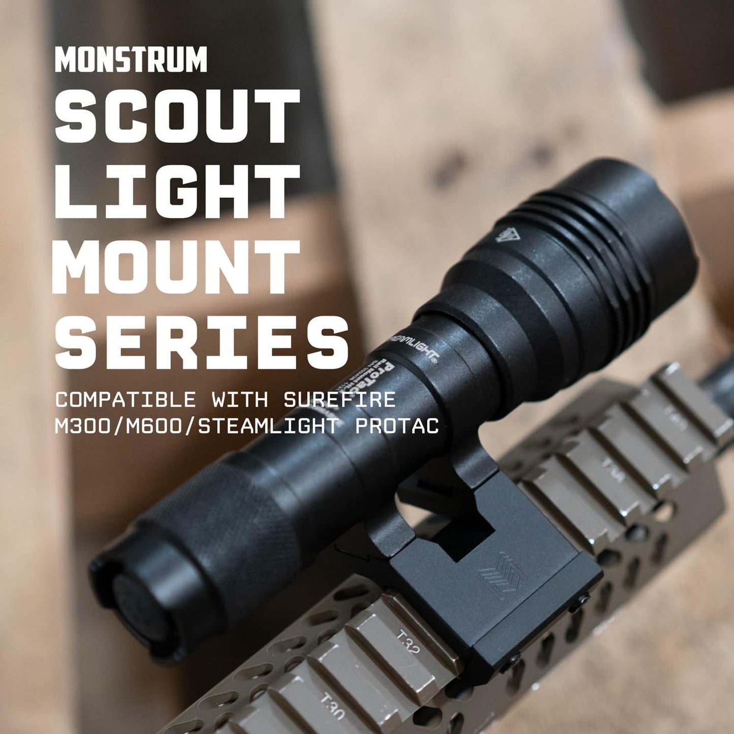 Monstrum Scout Light Mount | Compatible with Surefire M300/M600 Series/Streamlight Protac Series | Picatinny 45 Degree Offset