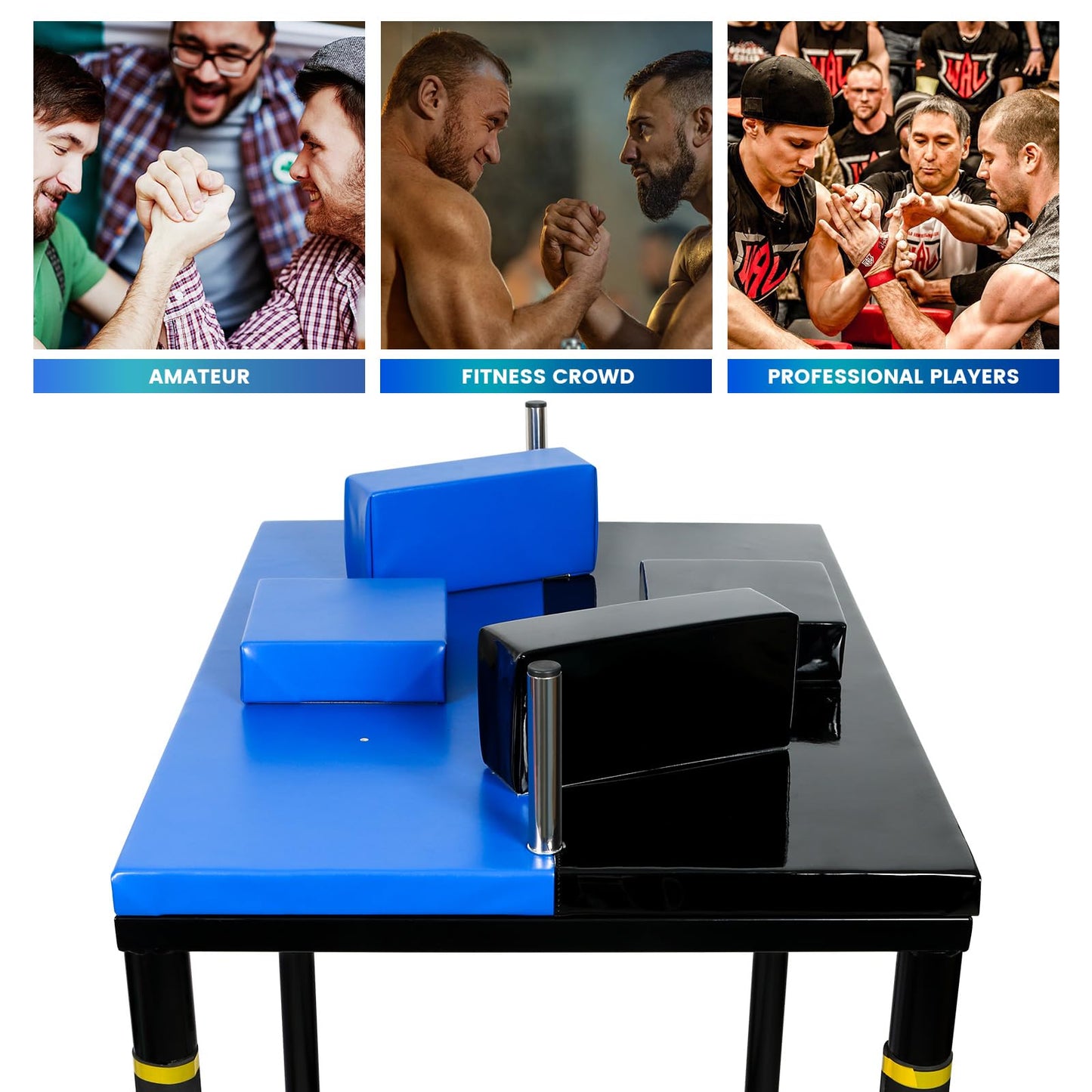 Generic Professional Table - Arm Wrestling Battle Table Forearm Strength Training with Competition Design Wrist Strength Training Support Plate - （Black Blue）, JR-0090-GE