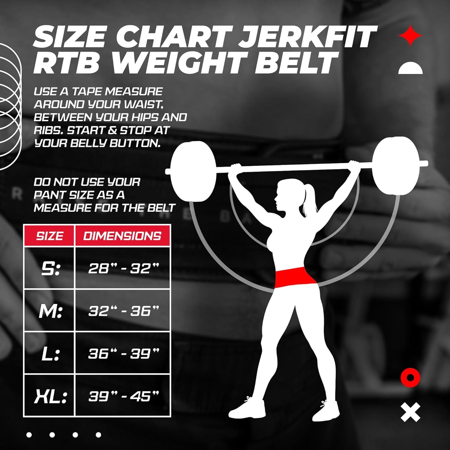Jerkfit RTB Weight Lifting Belt - Neoprene Weight Belt for Men and Women - Heavy Duty Gym Belt - Deadlift Belt for Powerlifting, Squats, Strength Training, Bodybuilding
