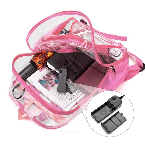 Waterproof Clear Backpack, 3 Modes Illuminated transparent backpack with Adjustable Straps for Women Men, Heavy Duty See Through Backpack for Work Sports Event
