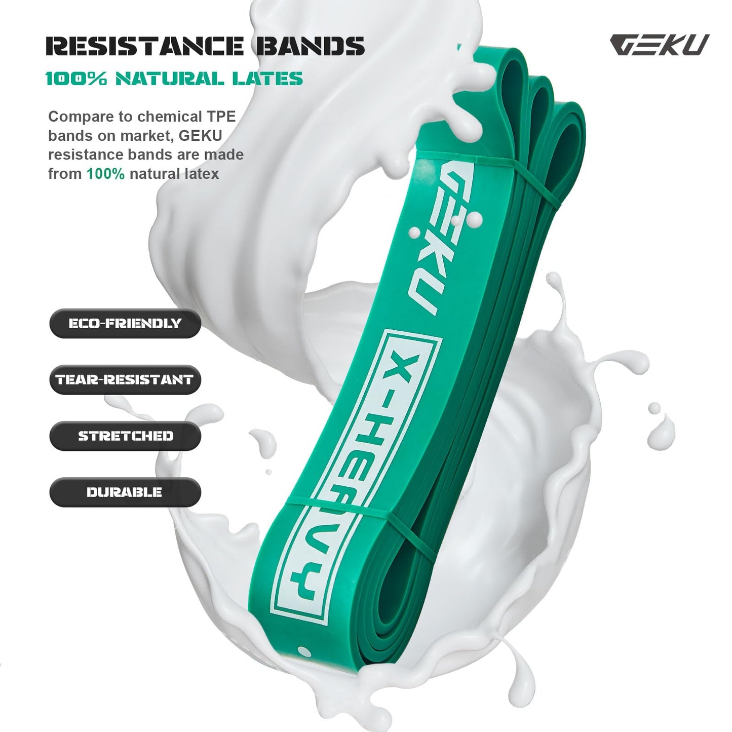 GEKU FIT Resistance Bands with Aluminium Alloy Handle, Set of 5 Natural Latex Exercise Bands for Heavy Duty Workout Stretching Power Lifting with Carrying Bag (5 Bands + Aluminium Alloy Handle)