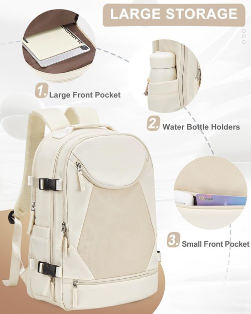 wepadre Travel Backpack Carry On Flight Approved Personal Item Backpack Carry On Backpack For Women Personal Item Travel Bag Mochila De Viaje Beige