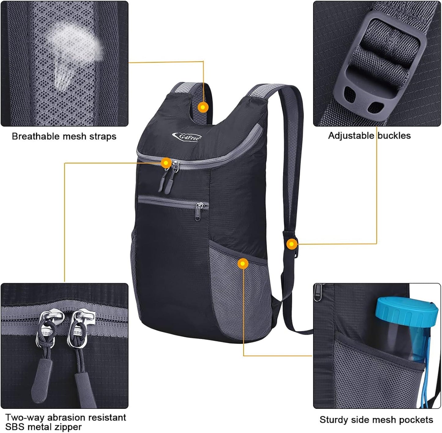 G4Free Lightweight Packable Hiking Backpack for Men Women Small Hiking Daypacks Foldable Shoulder Pack Casual Outdoor Bag 11L