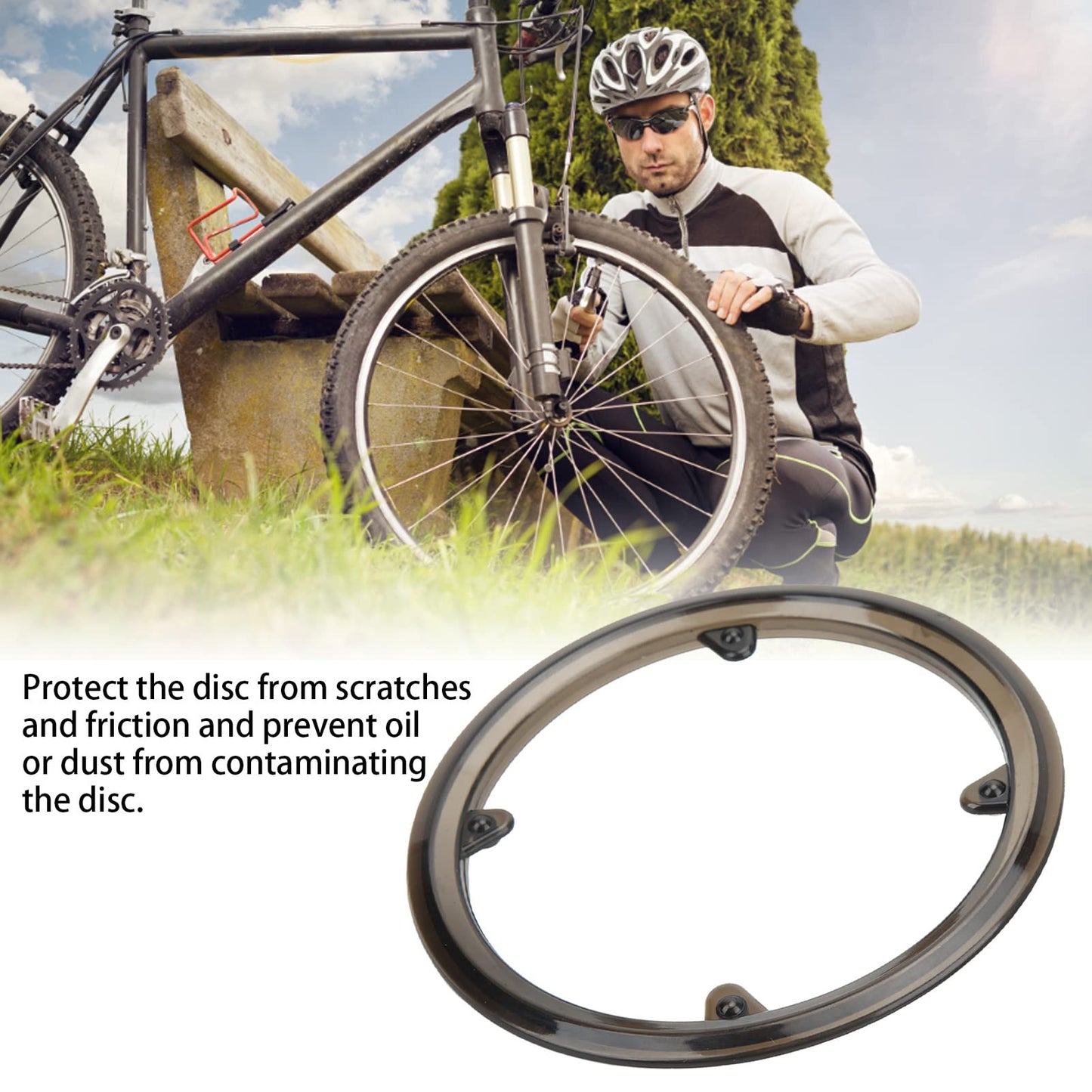 Chainring Chain Guard, Sprocket Protective Cover with 4 Holes Plastic Chainwheel Protective Guard Cover Black