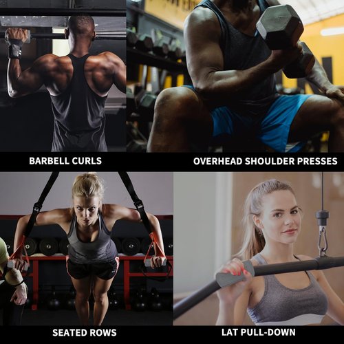 Hikeen Thick Bar Dumbbell Grips, Non Slip Hard Rubber Barbell Grips for Weight Lifting, Muscle Building - 1.77" Outer Diameter