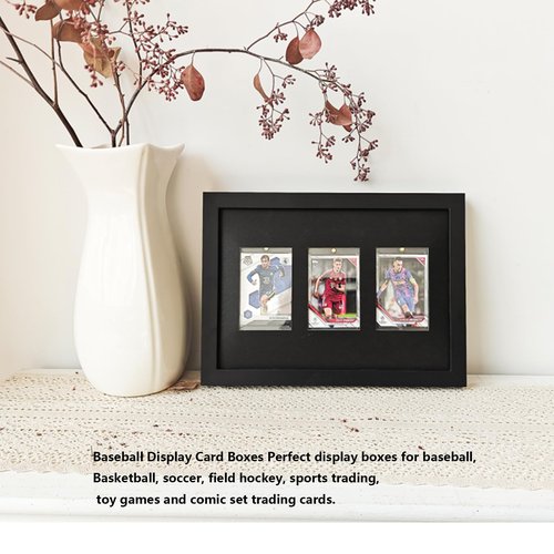 Photo Frame,Baseball Display Card Box,Sports Trading Card Display Stand,Star Card Display Box,3 Standard Trading Cards Display Card Box,Made of Solid Wood,Covered HD Glass Doors,with UV Protective,