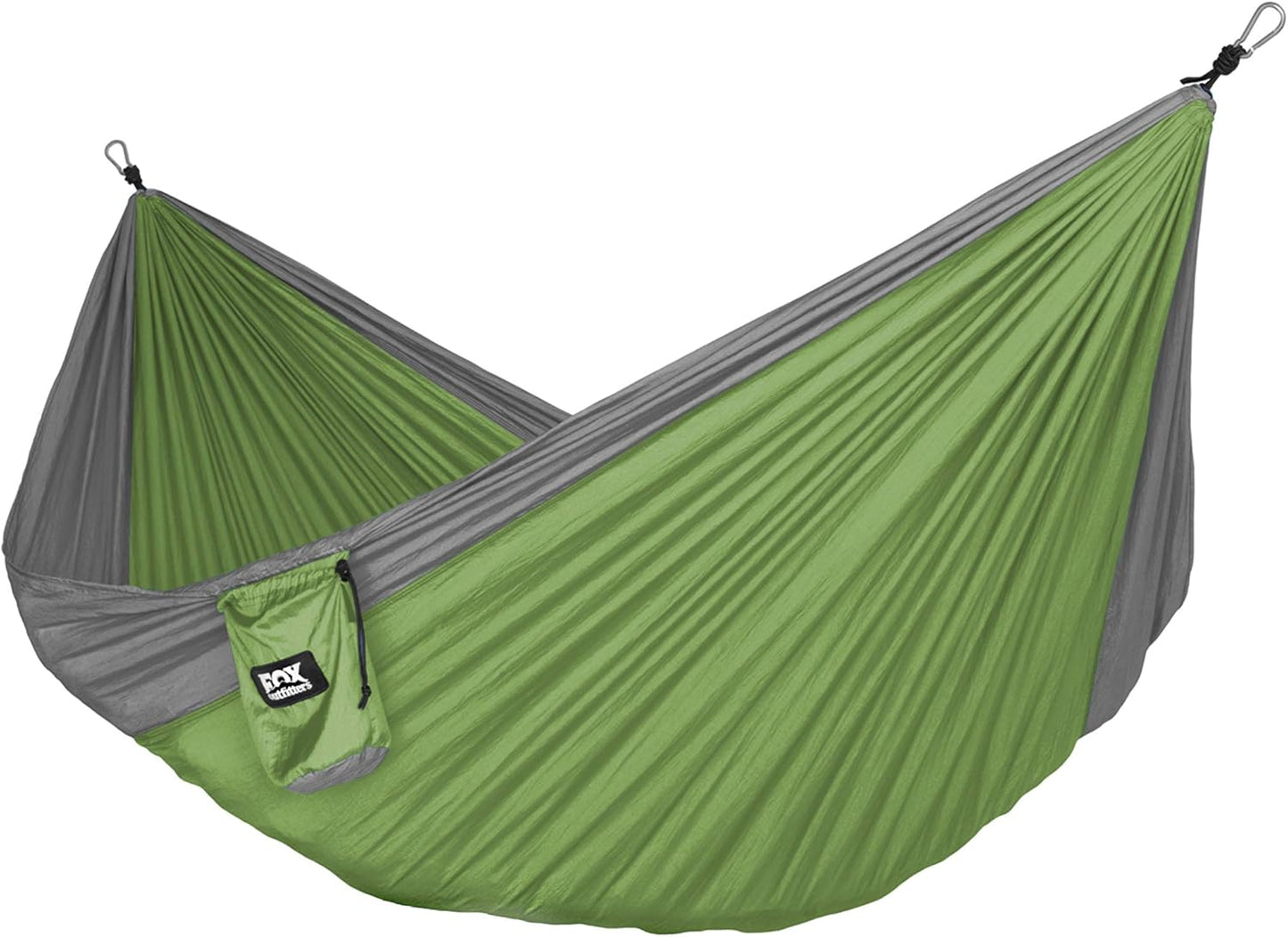 Neolite Double Camping Hammock - Lightweight Portable Nylon Parachute Hammock for Backpacking, Travel, Beach, Yard. Hammock Straps & Steel Carabiners Included (Orange/Blue)