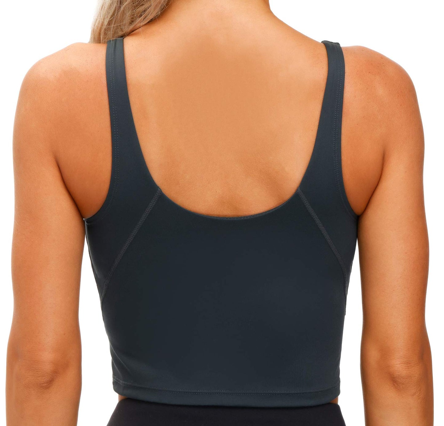 Women’s Longline Sports Bra Wirefree Padded Medium Support Yoga Bras Gym Running Workout Tank Tops (Charcoal Grey, X-Large)
