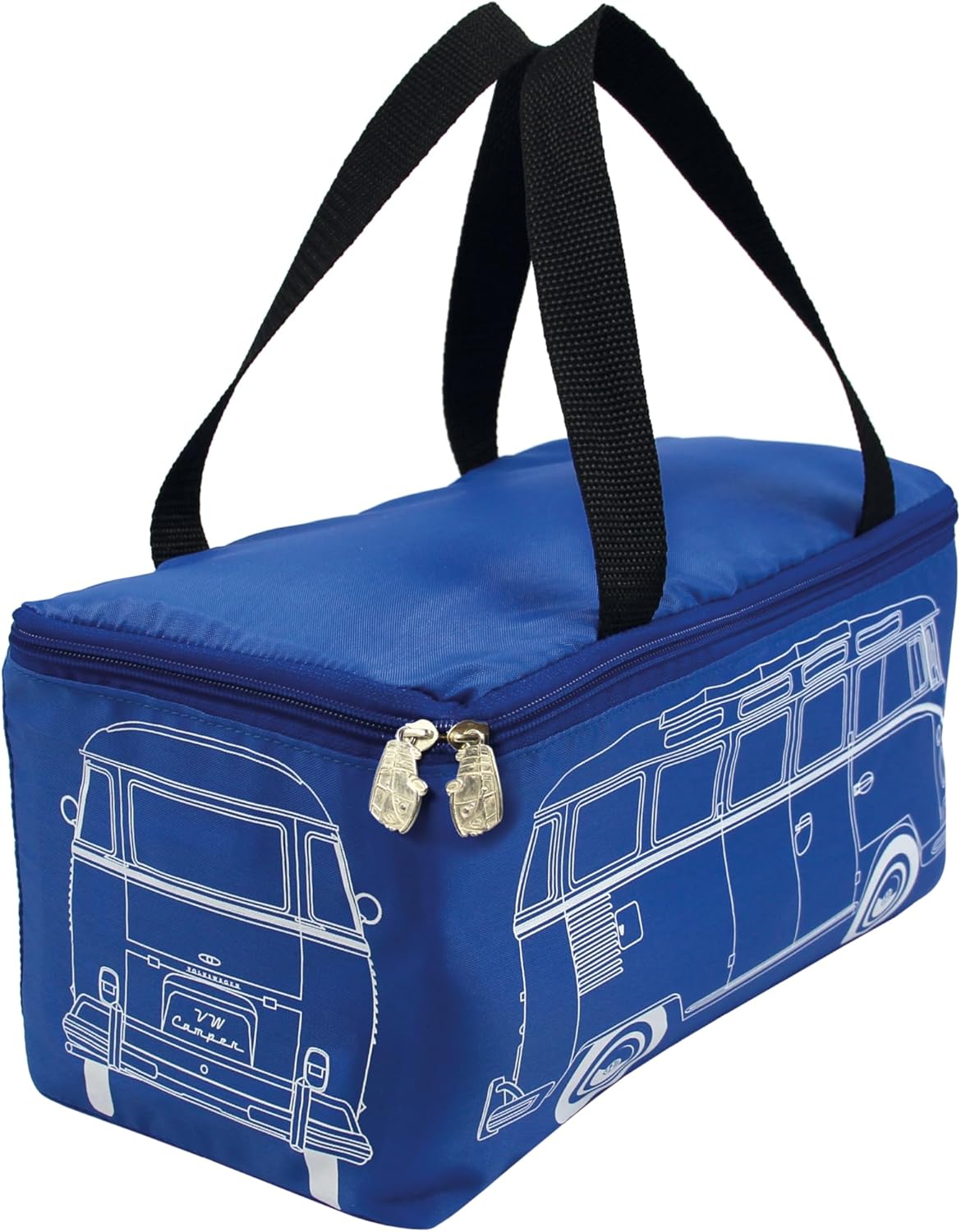 BRISA VW Collection - Volkswagen Picnic Cuddle Throw Blanket T1 Bus Campervan (Samba Stripes/Blue/200x150cm/59x78.7 in.)