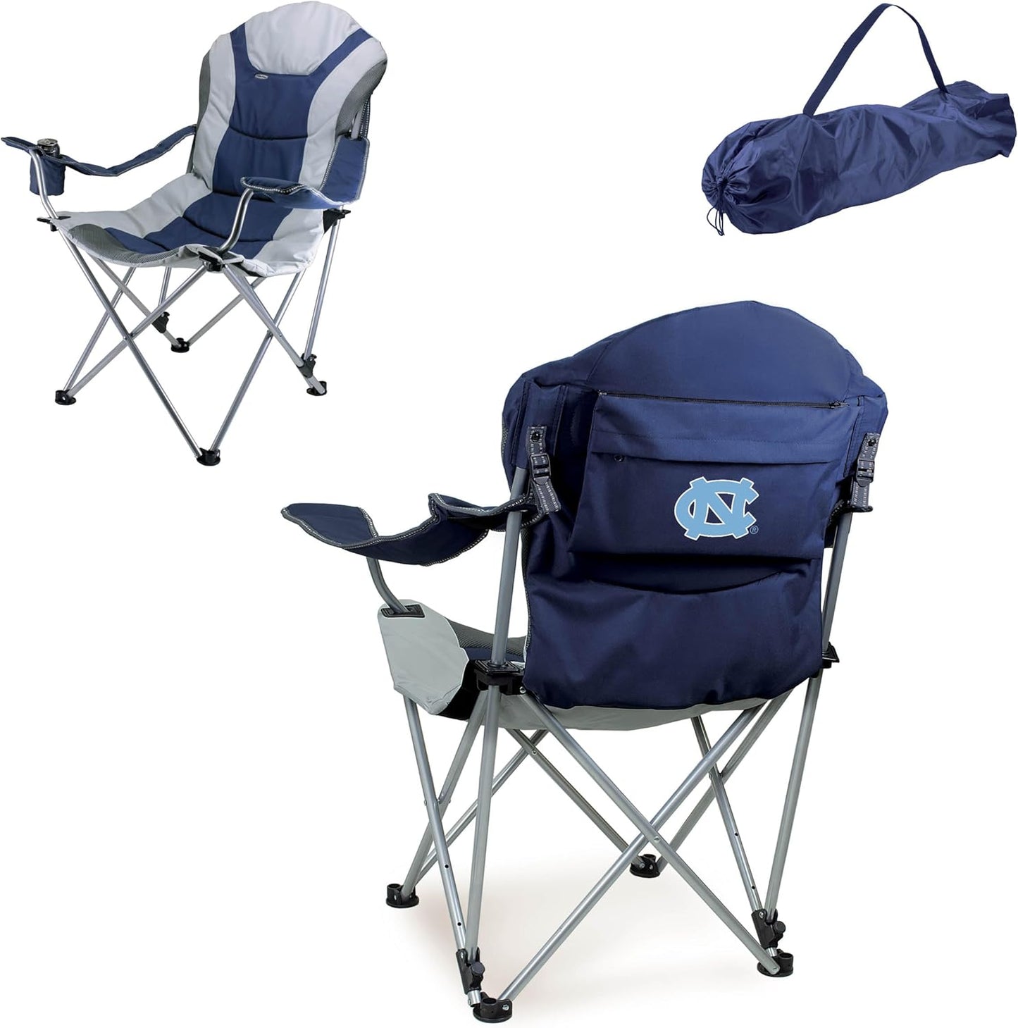 PICNIC TIME NCAA Arkansas Razorbacks Reclining Camp Chair - Beach Chair for Adults - Sports Chair with Carry Bag