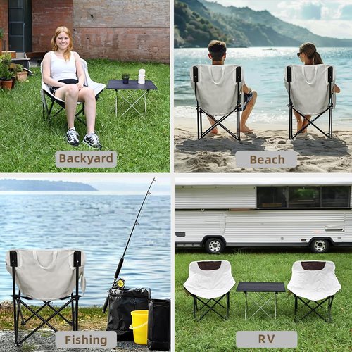 Zertylre Folding Camping Chair Set of 3,Lightweight Camp Chairs with Table,Large Lawn Chair Portable for Adults Hiking,Fishing,Beach,Picnic,Patio,Travel,Carry Bag(L)