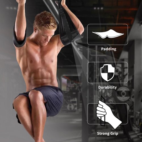 Hanging Ab Straps for Pull Up Bar: Gym Ab Sling Straps for Arm Pull up Workout Support for Training Knee and Leg Raises (Black)