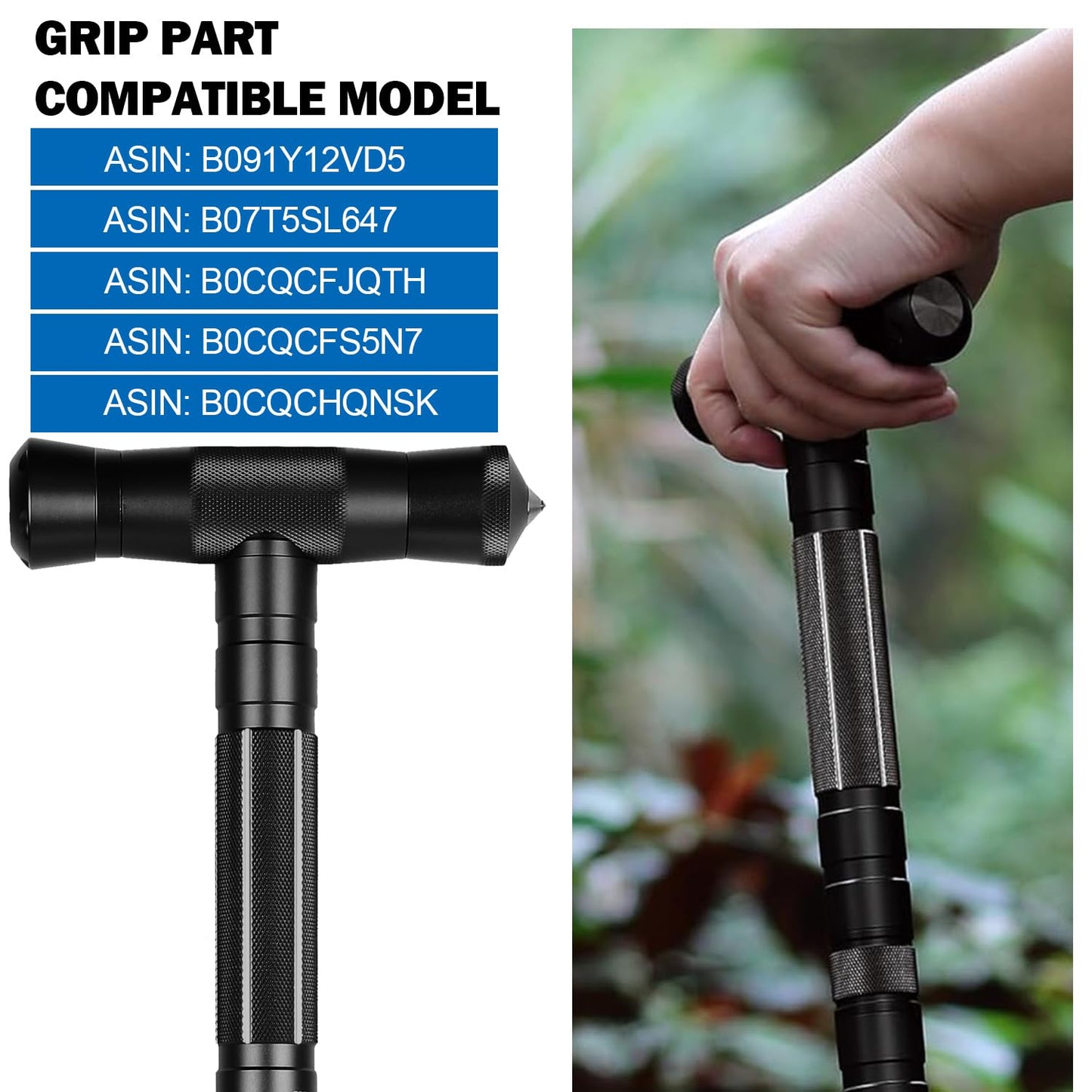 aiGear CNC Machined Hiking Stick and Grip Part and Anti Skid Rubber Tip 8 Pack