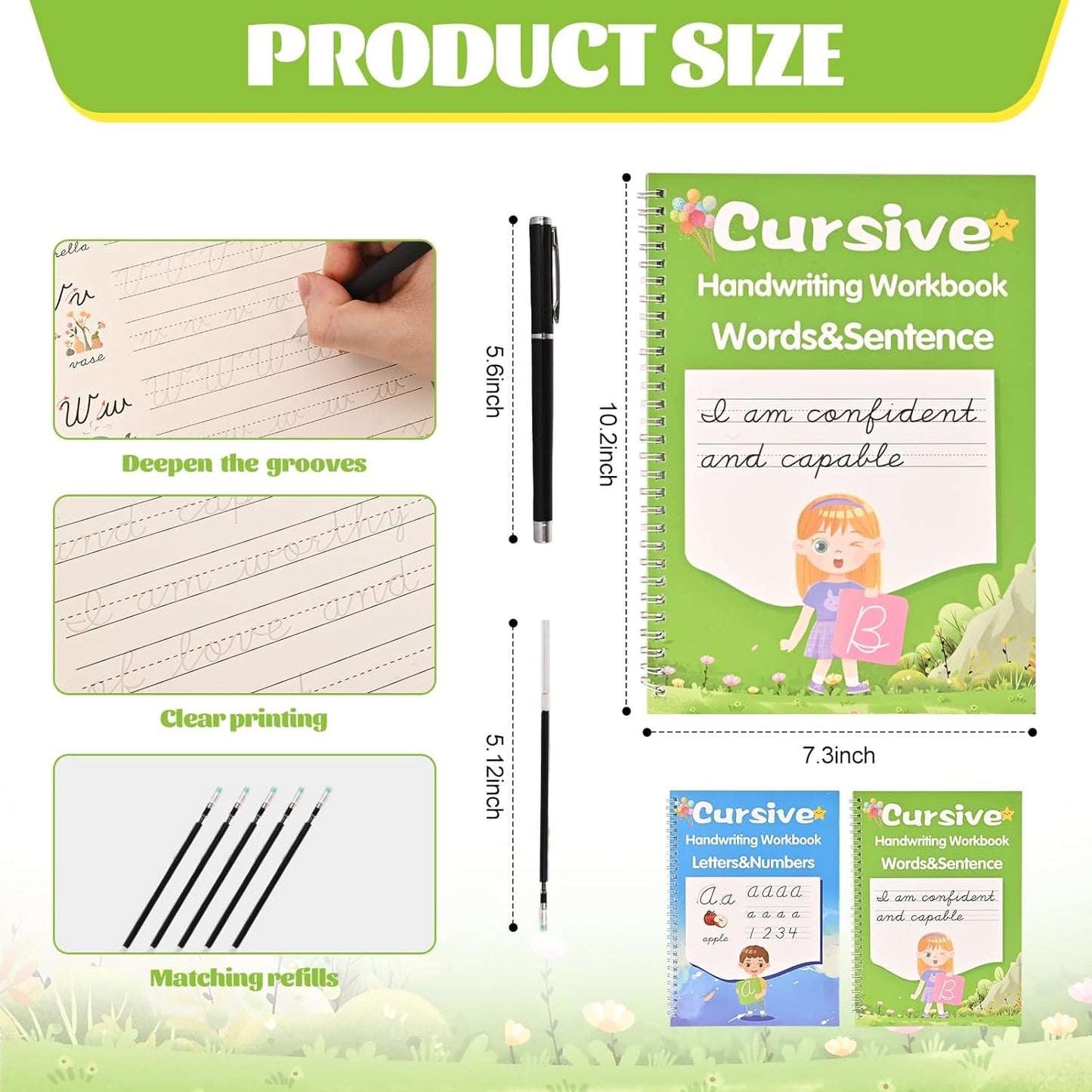 AALGO Grooved Cursive Handwriting Workbook,Magic Grooved Writing Practice Cursive for Children and Beginners,Learn Cursive Handwriting With Letters,Words and Sentences