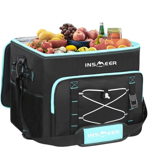 [Upgrade] INSMEER Large Cooler Bag 90 Cans/55L, Insulated Soft Sided Cooler with Shoulder Strap, Collapsible Coolers, Portable Leakproof Lunch Cooler for Camping/Beach/Food Delivery/Picnic