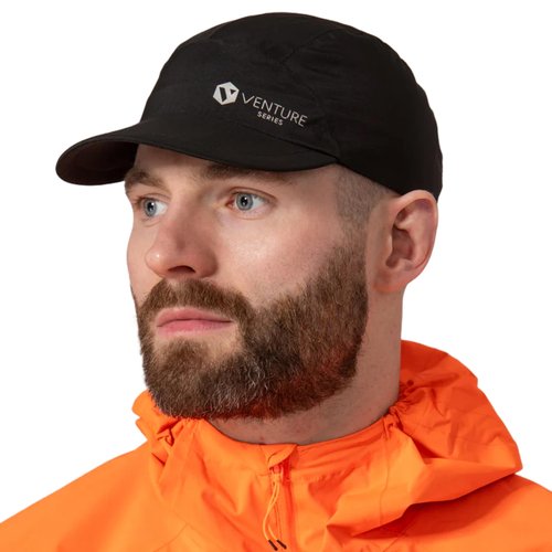 Mac in a Sac Ultralite Men's Running Cap - Highly Waterproof and Breathable - Reflective Detailing and Sun Protection - Jet Black