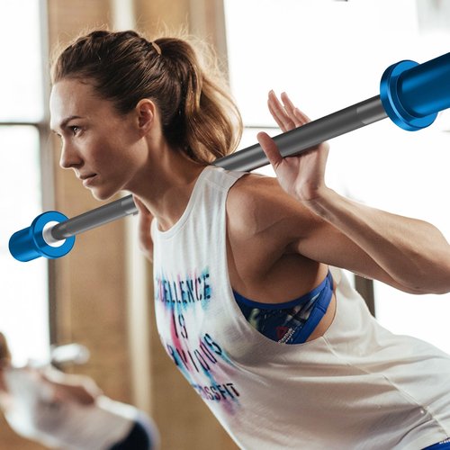 EVERYMATE 5LB Mini Barbell Bar Beginner Women Kid Barbell Total Body Workout Weighted Bar for Strength Training, for Youth Children New Weightlifting, Blue Sleeves Black Bar