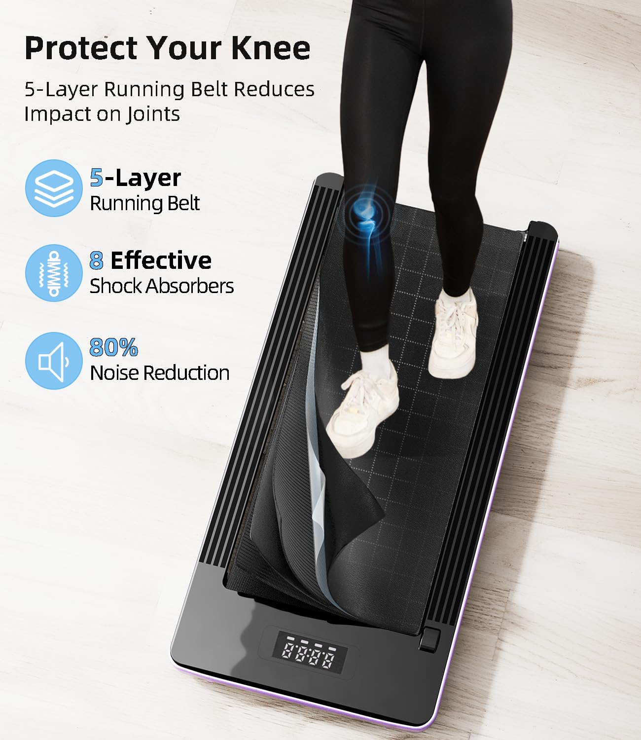 Bifanuo Walking Pad - Under Desk Treadmill for Home/Office, Portable With Remote Control LED Display - Ideal for Fitness Enthusiasts (Black)