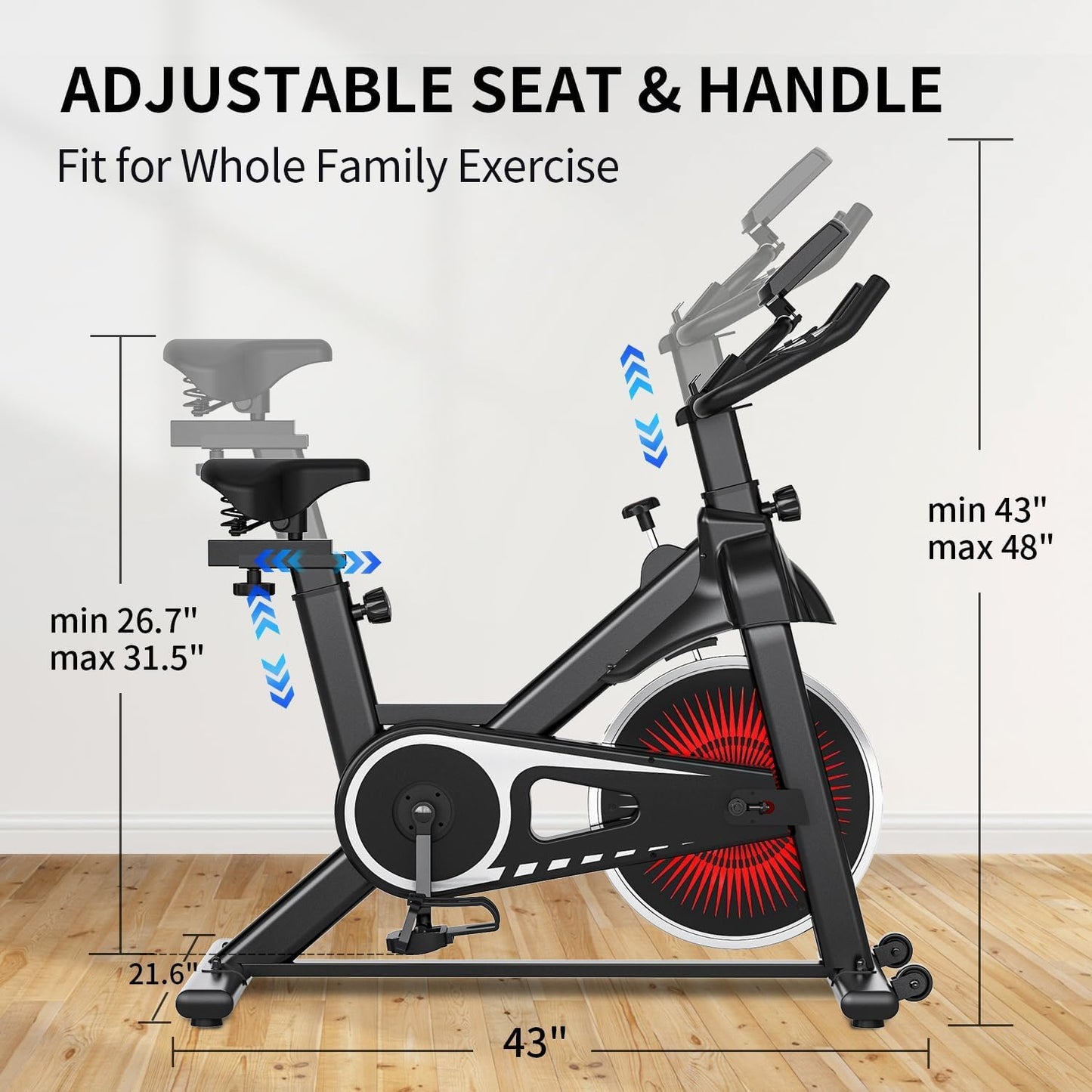 Exercise Bike,Adjustable Resistance Indoor Cycling Bike for Home Exercise - Stationary Bike with Smartphone Holder, LCD Display & Heart Rate Monitor