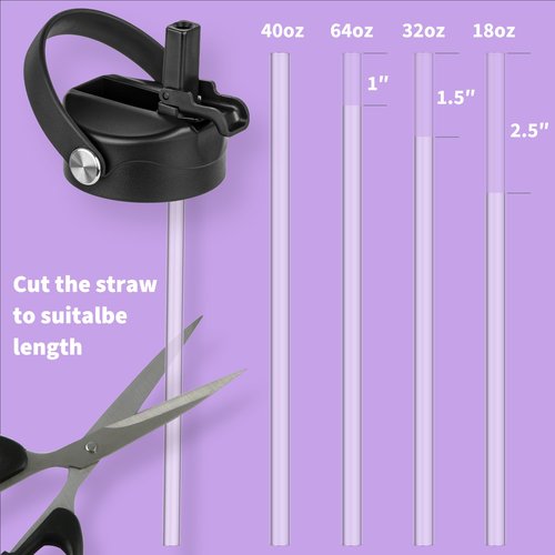 Diumepo Straw Lid for Hydroflask Wide Mouth Water Bottles, Dust Cover Lid with Straw for Hydro Flask 12/16/18/20/32/40 oz Sports Water Bottle, Straws Cap Top Accessories(Black)