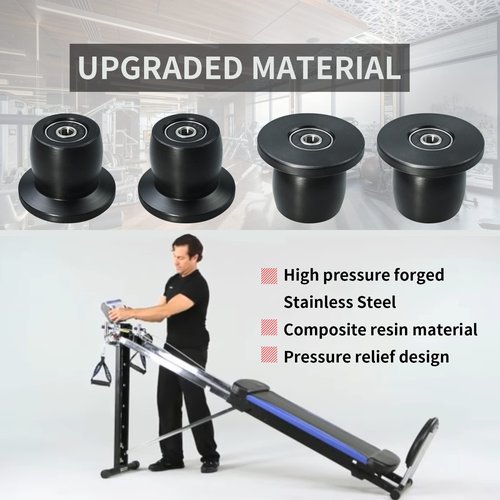 Vsttar Qty.4 Machined Wheels/Rollers Compatible with Total Gym Replacement, Fits Models XL, XLS, & Fit with Bearings Thru Hole of 1/4'' in Diameter, Black