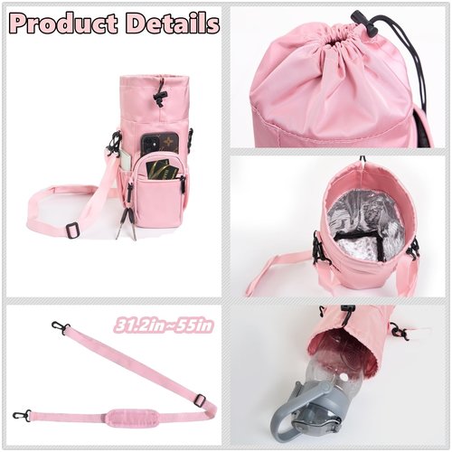 Water Bottle Sling Carrier，20/32/40 Oz Water Bottle Carrier Bag With Phone Pocket Insulated Crossbody Water Bottle Holder With Adjustable Shoulder Strap, Ideal For Hiking, Camping, And Traveling.
