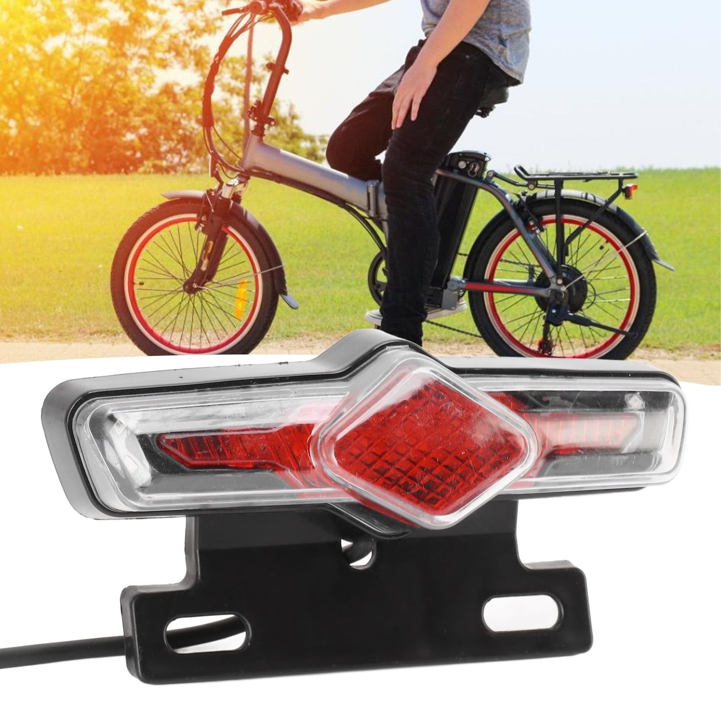 36V‑60V Electric Bike Warning Signal Light,Electric Bike Tail Light Turn Signal Two in One Warning Signal for Night Riding