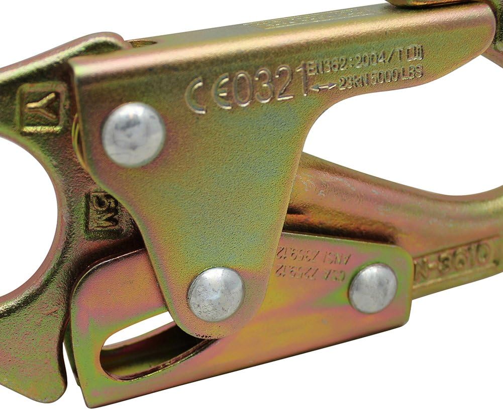 Forged Steel Snap Hook 25KN - Fusion Climb® Maxi-2 - Professional Fall Protection Snap Hook - Heavy Duty Carbon Steel - Double-Action Snap Hook for Safety, Climbing, Rappelling - OSHA