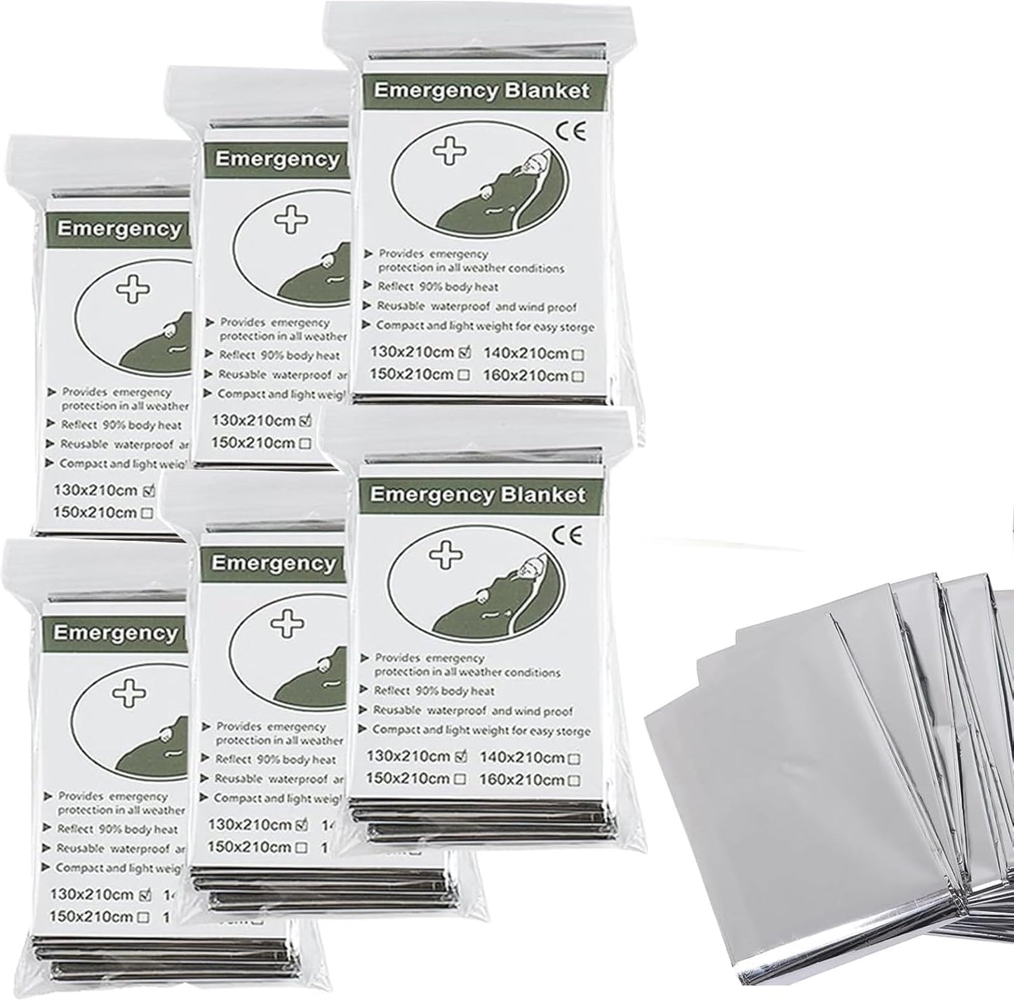 6 Pack Emergency Mylar Blankets,Emergency Survival Blanket Survival Gear & Camping Supplies,Insulating Reflective Foil Survival Blankets for Camping, Hiking, and Outdoor Rescue Kits