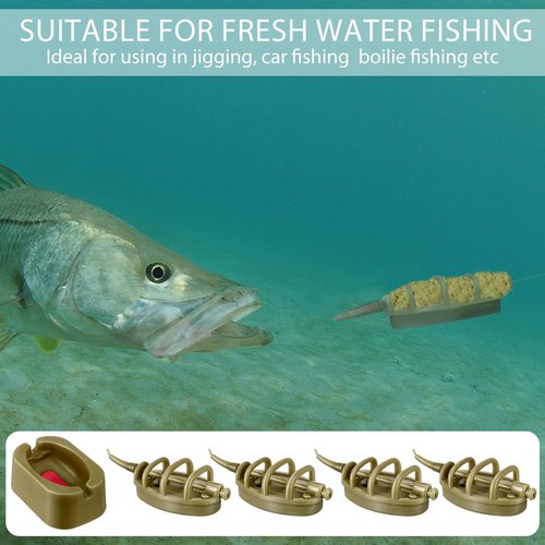 Blueweenly 16 Pcs Inline Method Feeder Set with 4 Release Moulds Carp Fishing Feeder Carp Fishing Equipment for Fishing Bait Fishing Tool Accessories