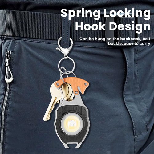 SEANCHEER Keychain Work Light Keychain Flashlights,Portable Rechargeable COB Work Light Emergency Light with Magnet Base,Whistle for Fishing,Cycling and Hiking-7 Light Modes