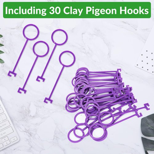 MORIVERO 30 Pcs Clay Pigeon Holders for Clay Targets, Versatile Purple Pigeon Hooks for Shooting Practice Outdoors