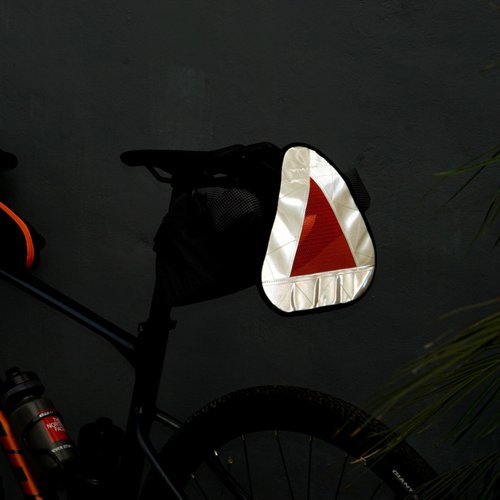 Vincita Reflective Yield Symbol with Velcro Strap - High Visibility for Safety at Night - Safety Reflector for Bike Rack, Backpack, Car Rack - Bicycle Reflective Accessories (White/Black, Large)