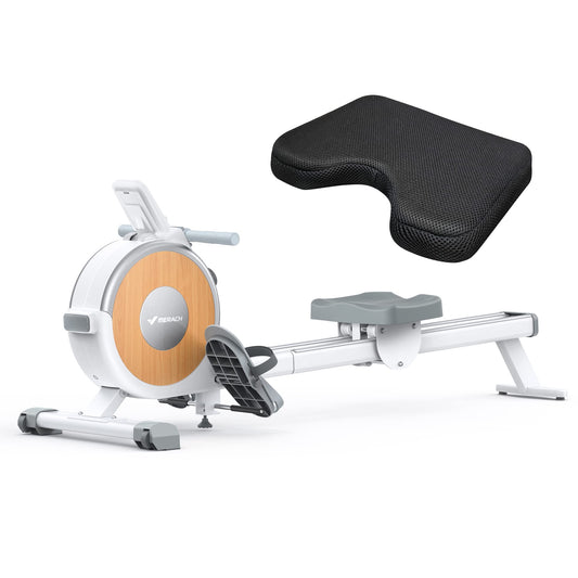 MERACH Rowing Machine & Seat Cushion, Magnetic Rower Machine for Home, 16 Levels of Quiet Resistance, Dual Slide Rail with Max 350lb Weight Capacity