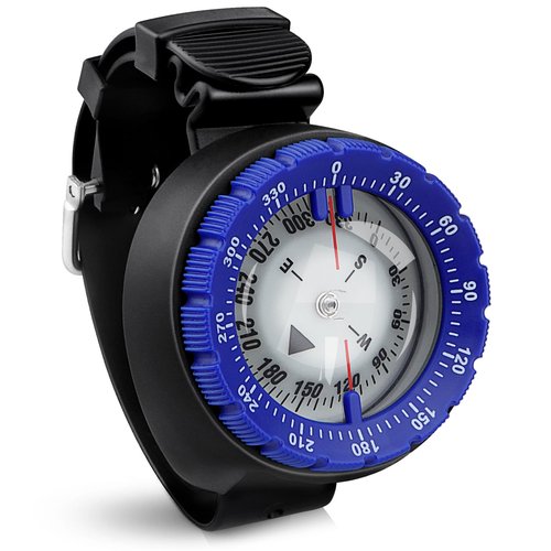 Scuba Compass, Professional Waterproof 5ATM Dive Wrist Compass with TPU Band for Outdoor Sports Diving, Sailing, Hiking, Survival Emergency (Blue)