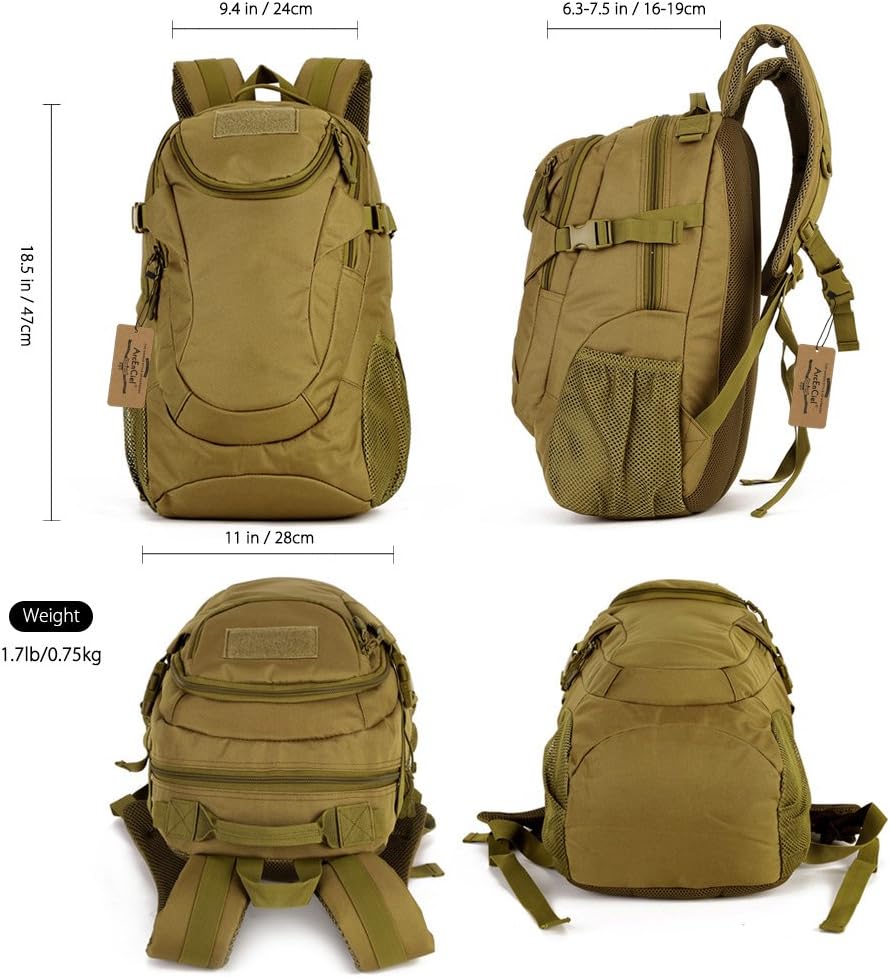 ArcEnCiel Motorcycle Backpack Tactical Military Bag for Outdoor Hiking Camping Trekking - Rain Cover+Patch Included